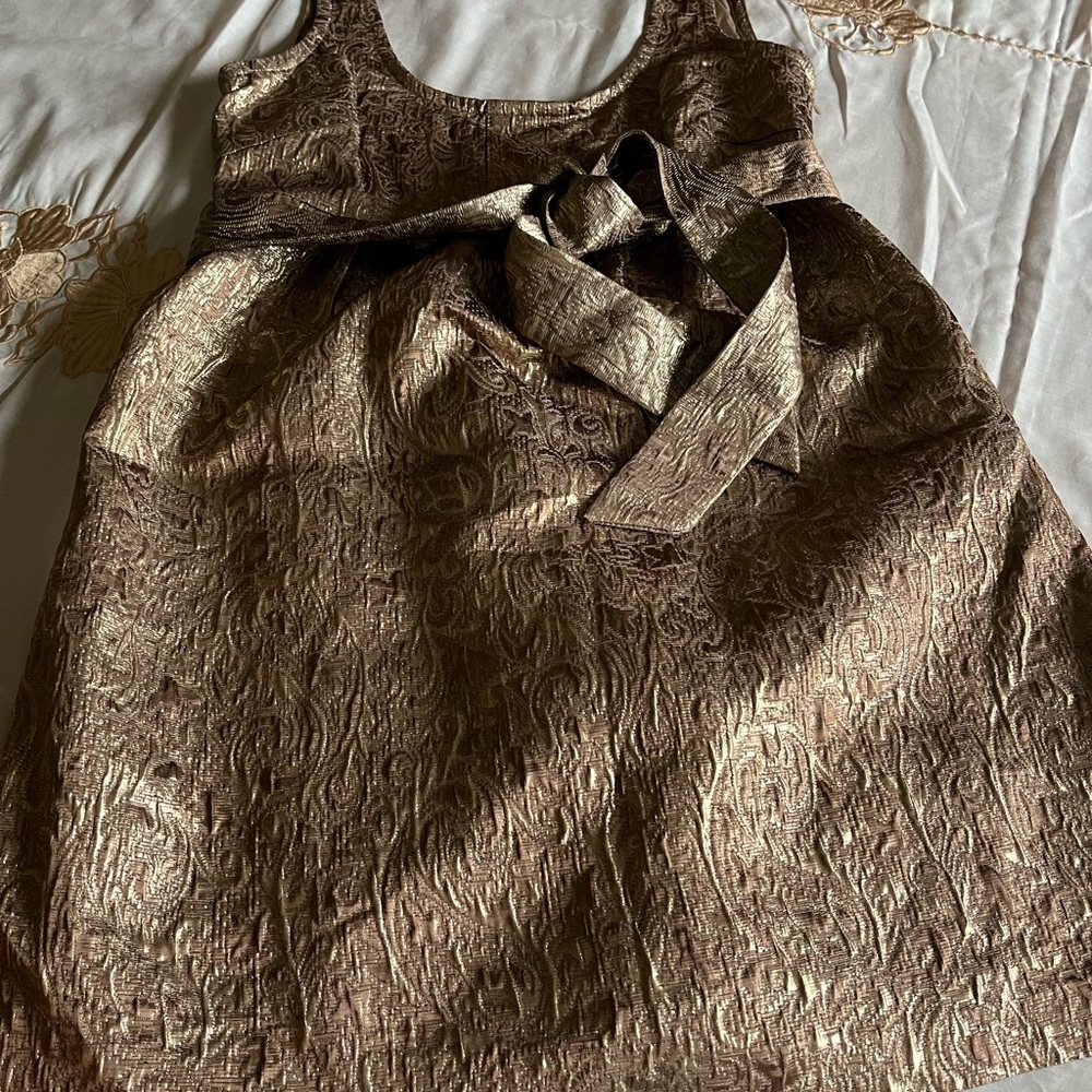 NWOT Bedo gold lame dress with high belt.